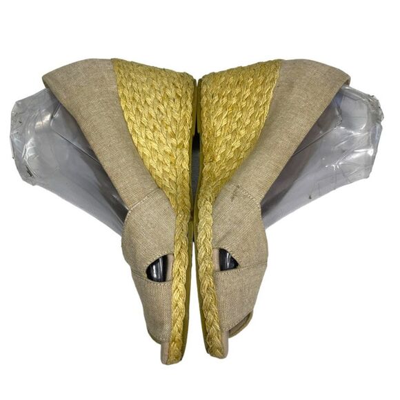 Chaps Womens Dakoda Khaki Chambray Fabric Espadrille Wedge Sandal US Size‎ 9.5 - Picture 3 of 12